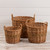 SET/ 3 WOVEN BASKETS W/ GREEN STRIPE