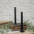 SET/ 2 - 9.5" MOVING FLAME BLACK TAPER CANDLE