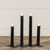 SET/ 2 - 6.75" MOVING FLAME BLACK TAPER CANDLE