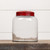 8" CLEAR GLASS JAR W/ RED LID