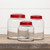 8" CLEAR GLASS JAR W/ RED LID