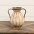 DISTRESSED TWO HANDLE VASE W/ RIDGES