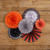 SET/ 6 BLACK, ORANGE & WHITE PAPER FANS