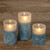 6" BLUE FROSTED GLASS 3D FLAME CANDLE