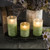 6" GREEN FROSTED GLASS 3D FLAME CANDLE