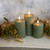 6" DARK GREEN GROOVED 3D FLAME CANDLE