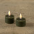 SET/ 2 - 3D FLAME DARK GREEN TEALIGHT CANDLES W/ MELTING EFFECT
