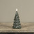 8" GREEN SHIMMER 3D FLAME ALABASTER PINE TREE CANDLE