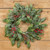 11" FROSTY HOLLY WREATH W/ RED BERRIES CANDLE RING