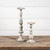 16" WHITE AGED PILLAR CANDLE STAND