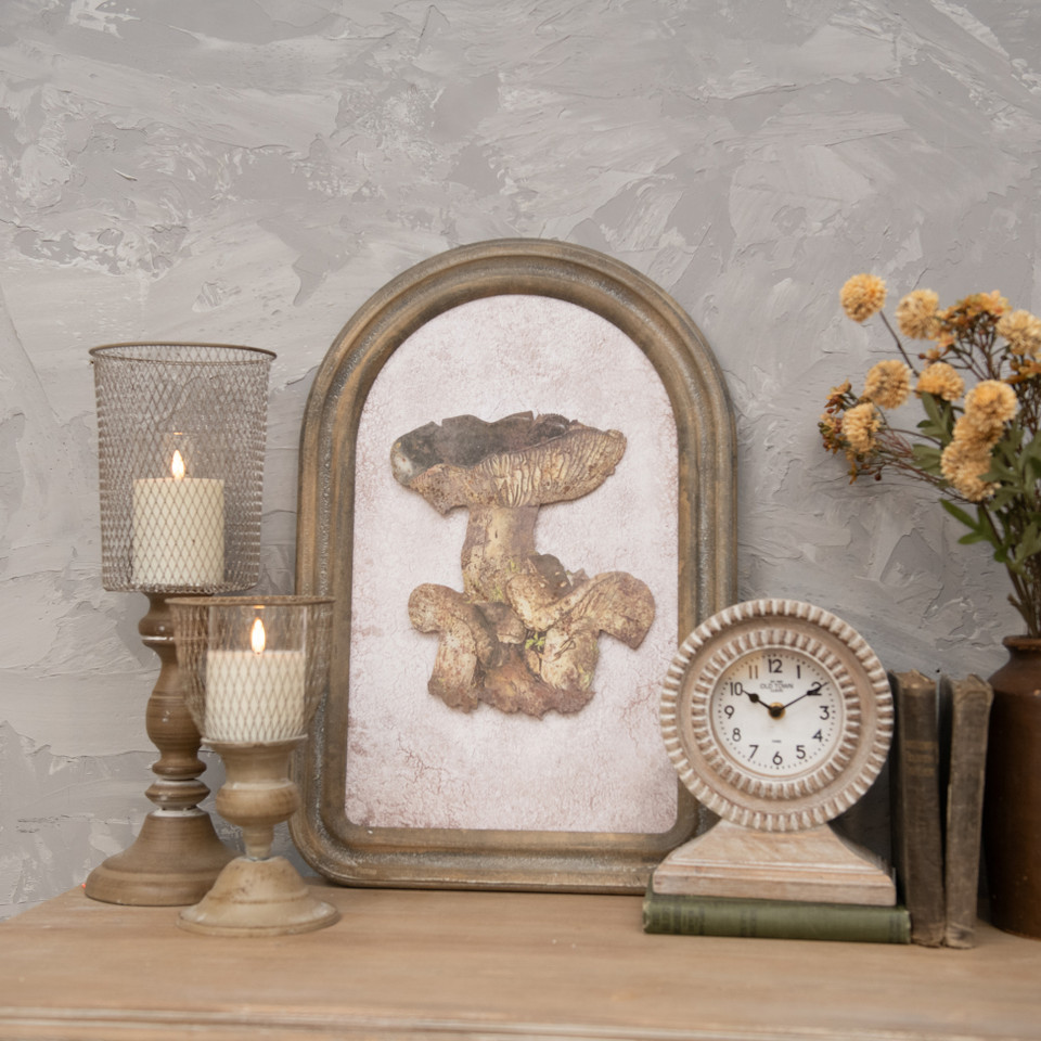 TILTED MUSHROOM SILHOUETTE SIGN W/ WHITE BACKGROUND