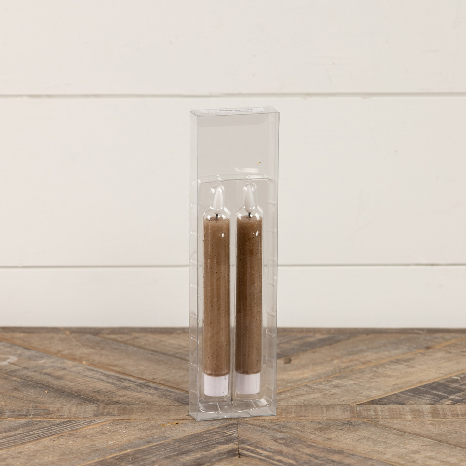SET/ 2 - 7.25" 3D FLAME BEIGE TAPER CANDLE