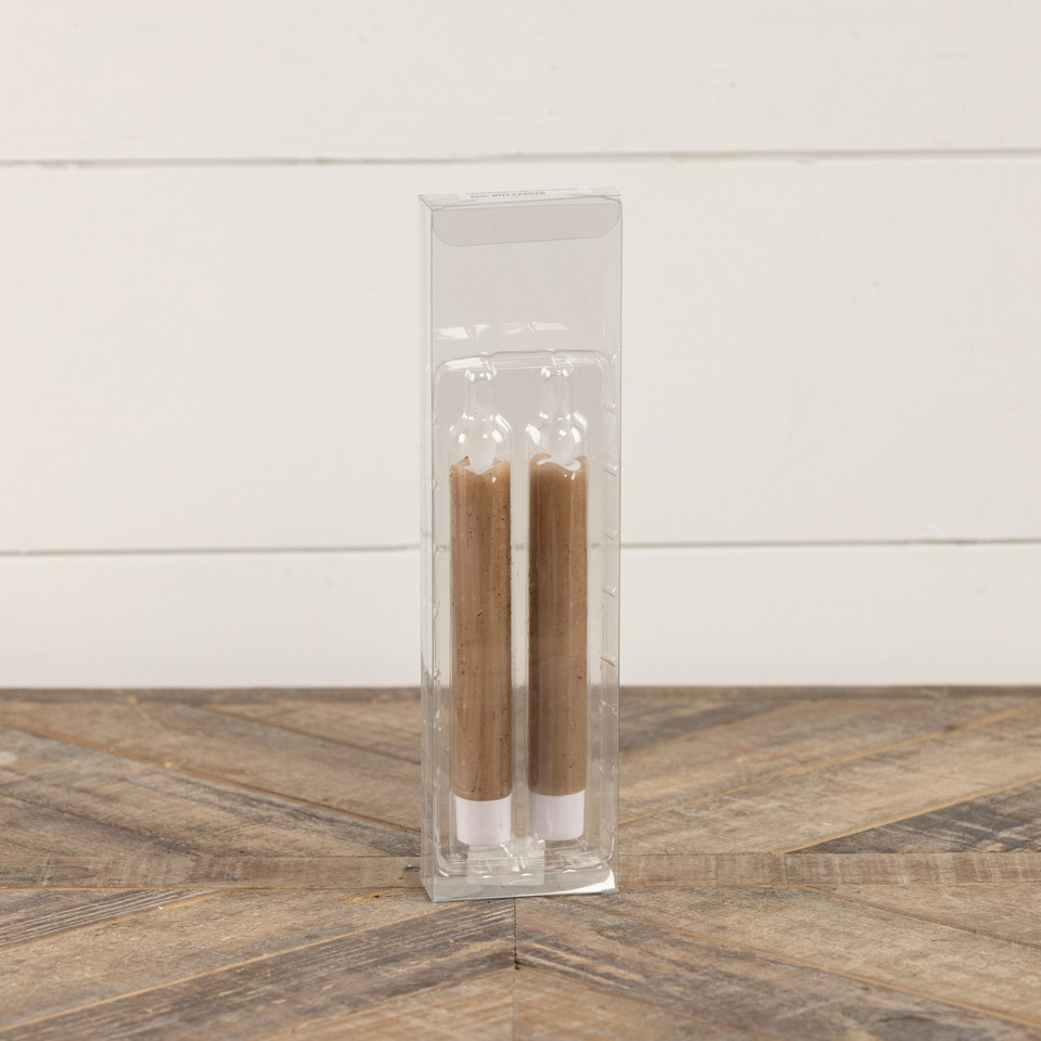 SET/ 2 - 6.75" MOVING FLAME BEIGE TAPER CANDLE