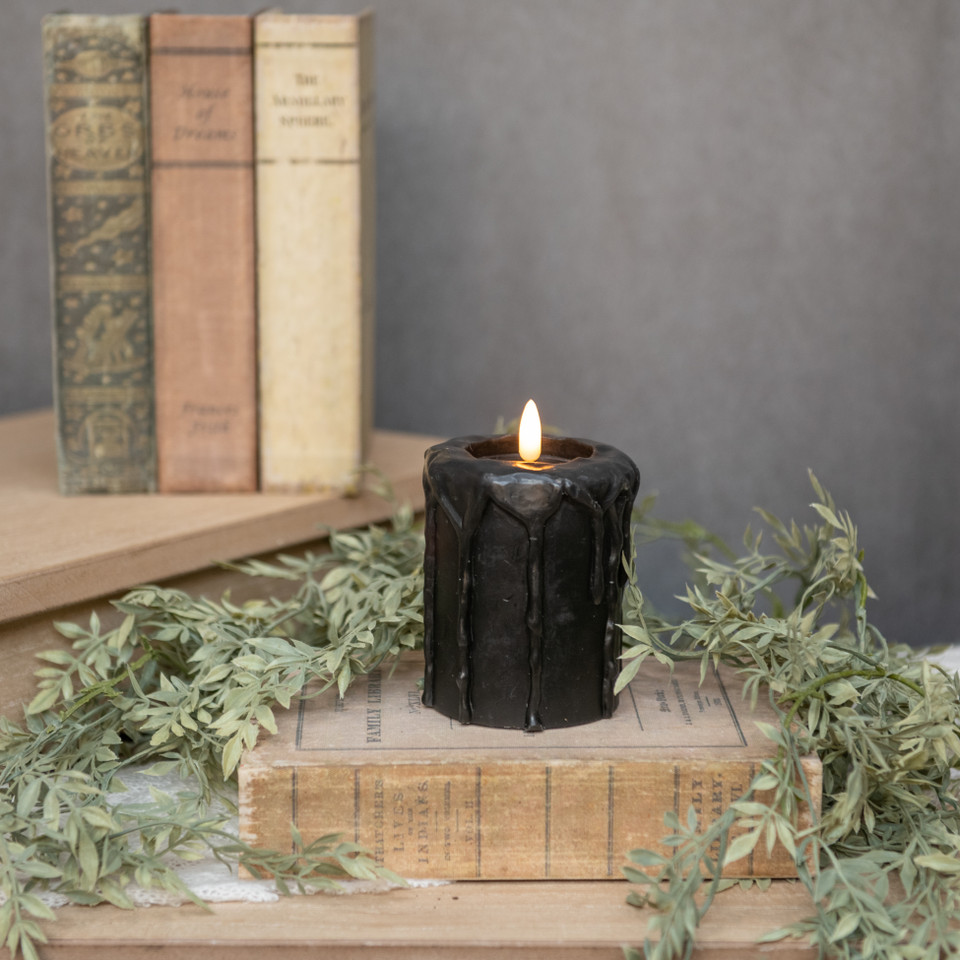 4" BLACK 3D FLAME PILLAR CANDLE