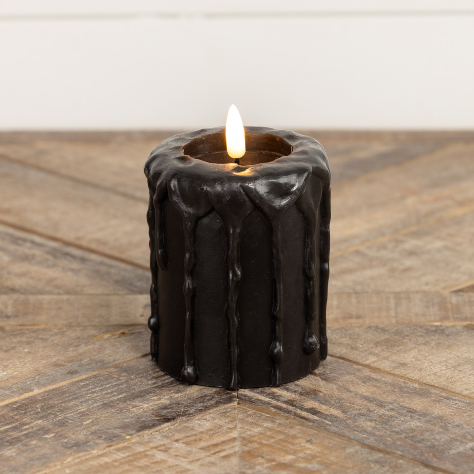 4" BLACK 3D FLAME PILLAR CANDLE