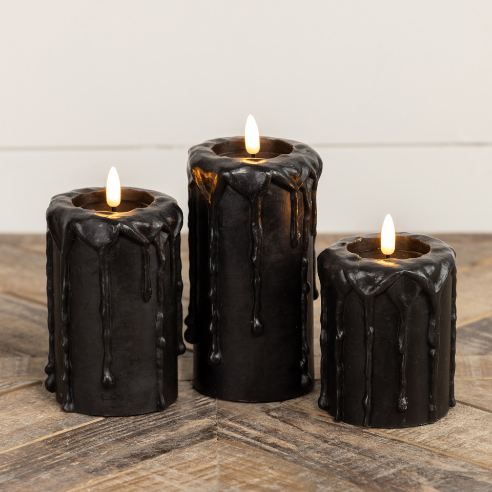 5" BLACK 3D FLAME PILLAR CANDLE
