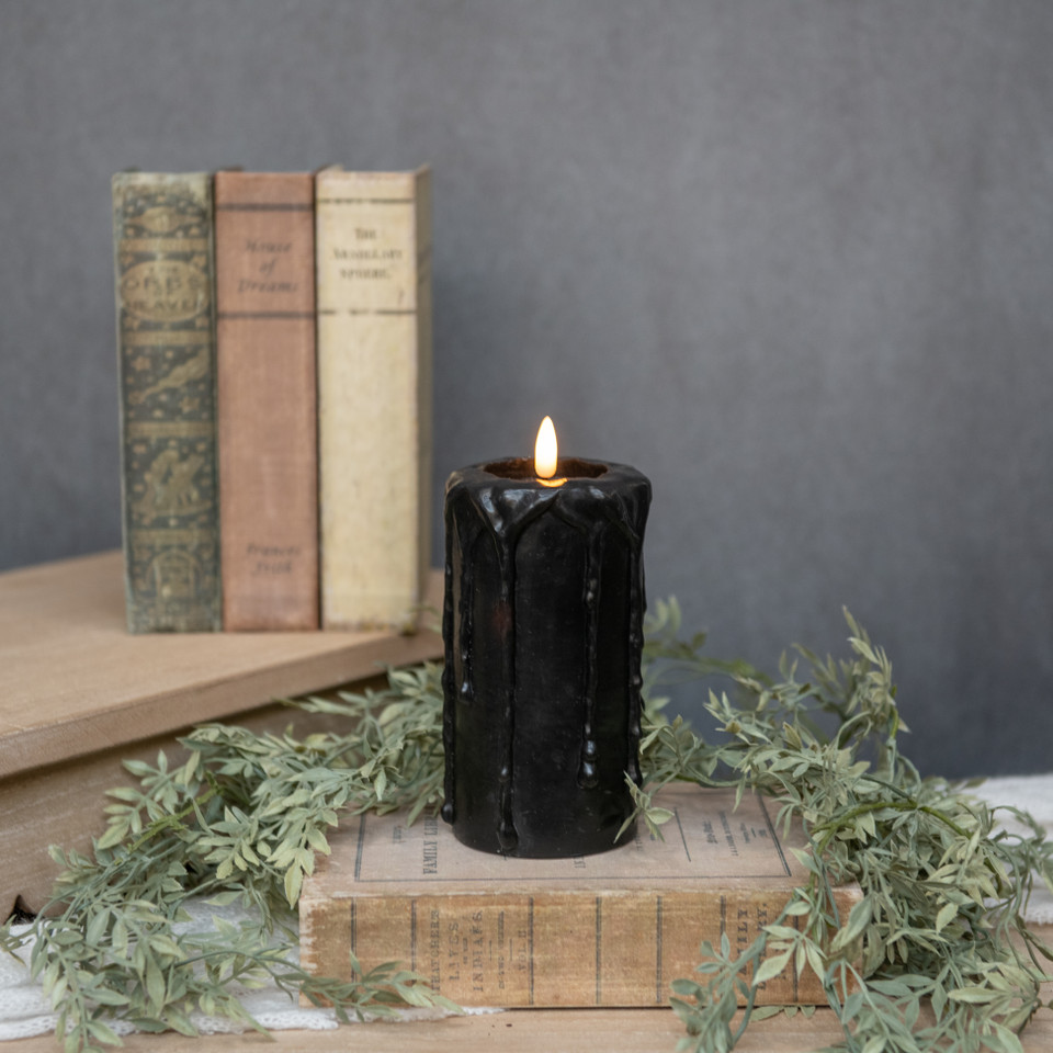 6" BLACK 3D FLAME PILLAR CANDLE
