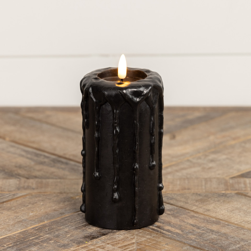 6" BLACK 3D FLAME PILLAR CANDLE