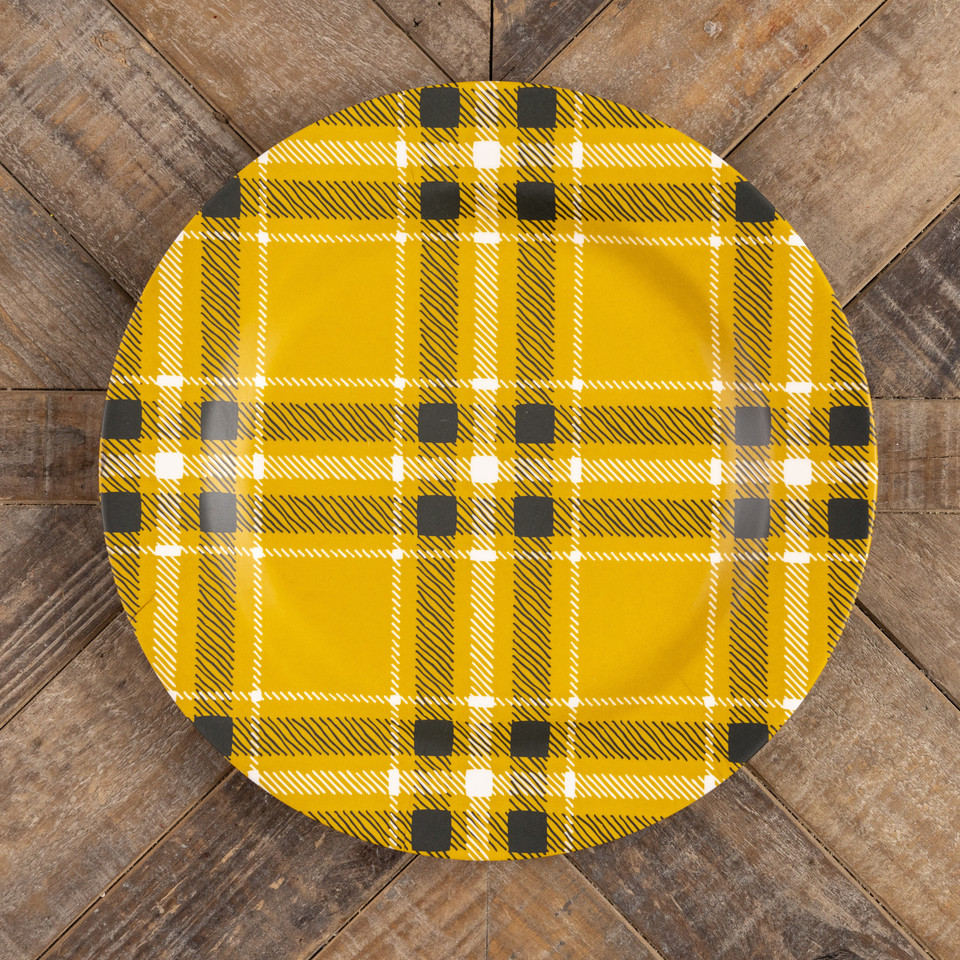 BLACK, MUSTARD & WHITE PLAID CHARGER