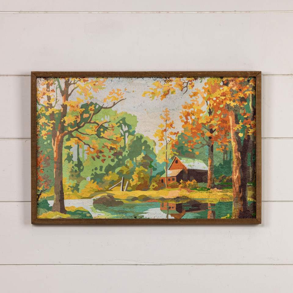 24" CABIN IN THE WOODS PAINT BY NUMBER PRINT