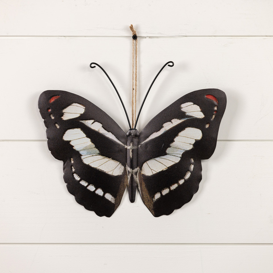 12" BLACK & WHITE BUTTERFLY