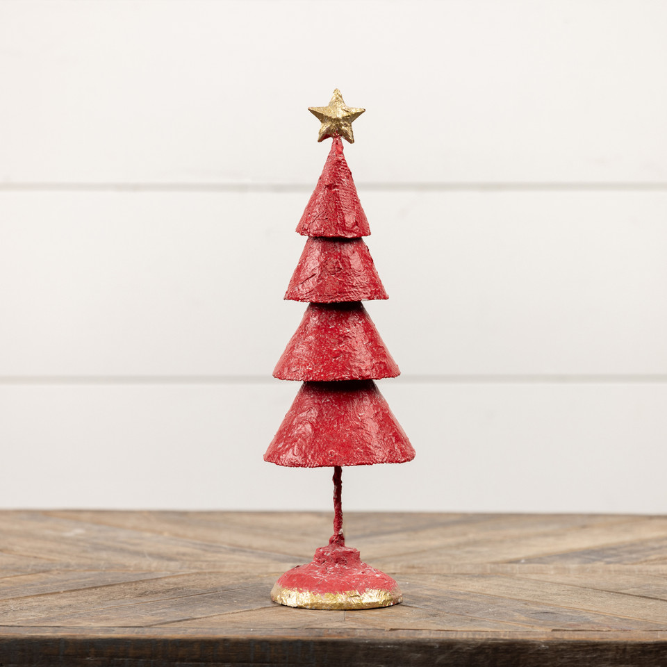 14" RED METAL TREE W/ STAR