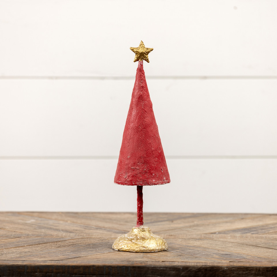 13.75" RED METAL TREE W/ STAR