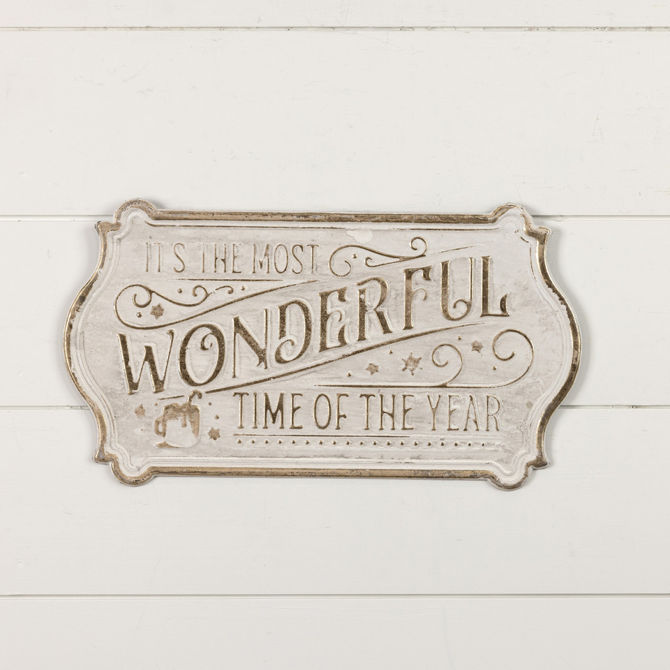 GOLD & WHITE MOST WONDERFUL TIME OF YEAR SIGN