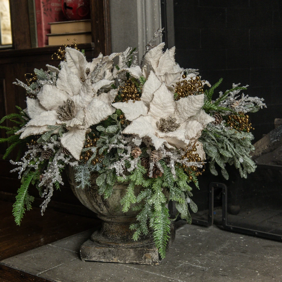 12" FROSTED MISTLETOE BUSH