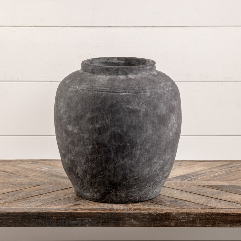 14" CHARCOAL TERRACOTTA VASE