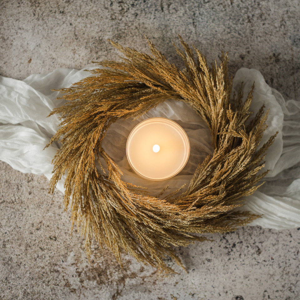 12" DARK GOLD WHEAT CANDLE RING