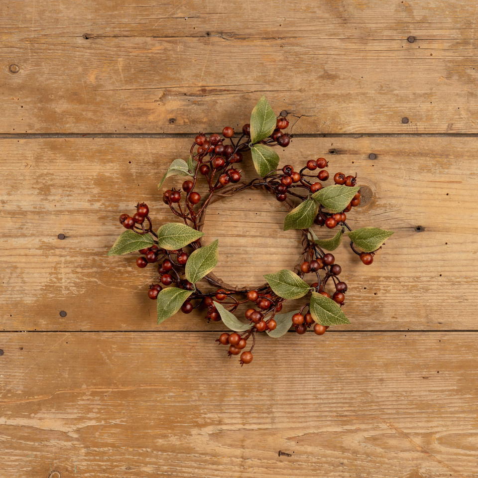 4" BROWN ROSE HIPS CANDLE RING