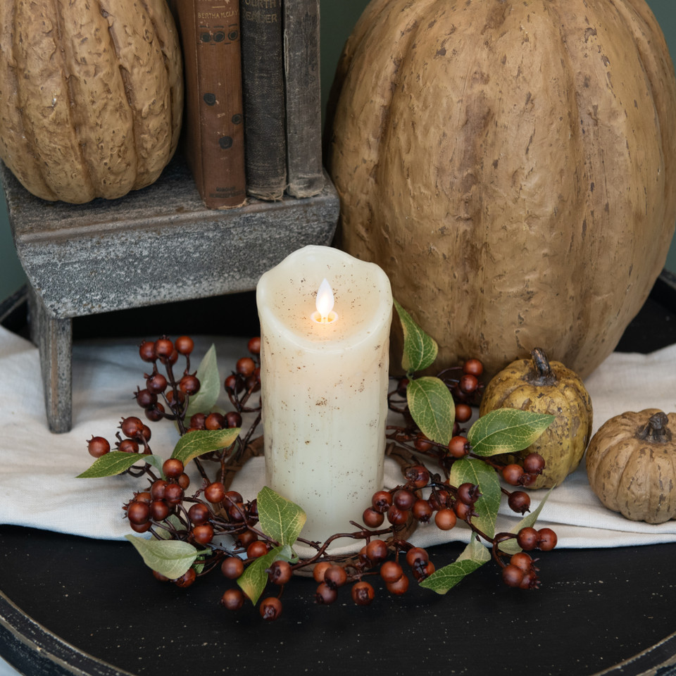 4" BROWN ROSE HIPS CANDLE RING