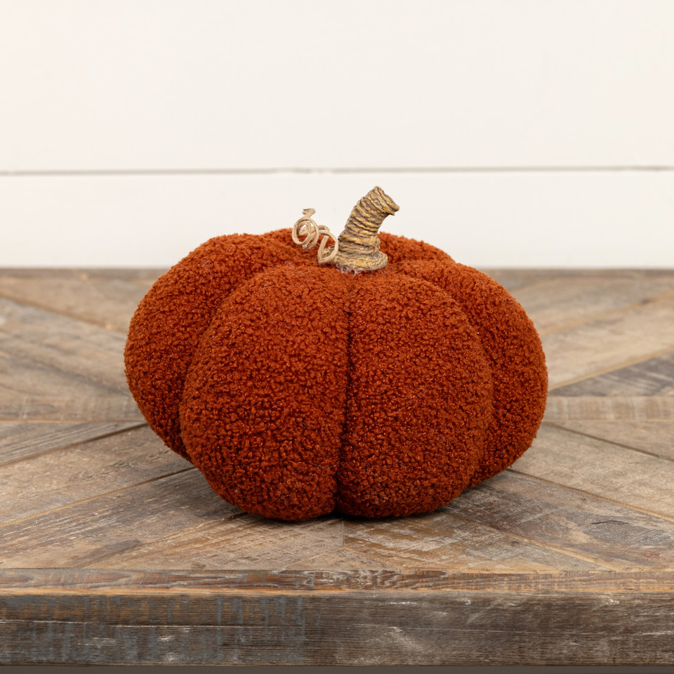 5.5" DARK ORANGE BOUCLE PUMPKIN