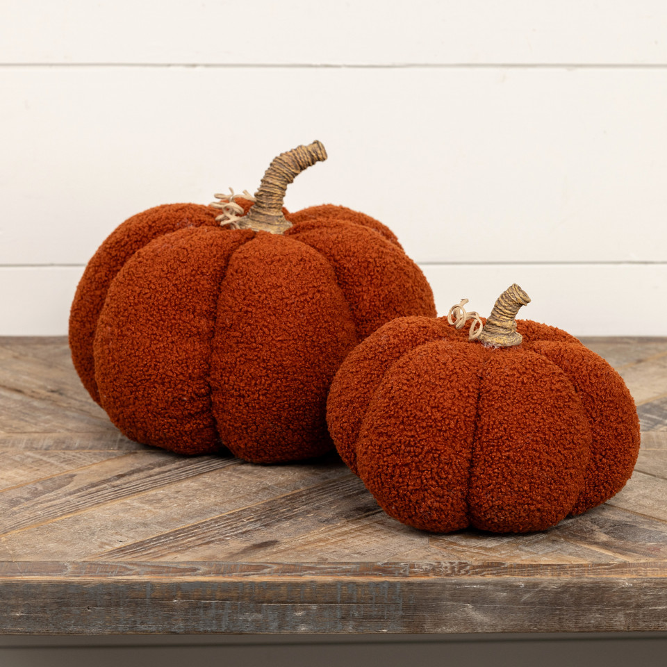 8" DARK ORANGE BOUCLE PUMPKIN