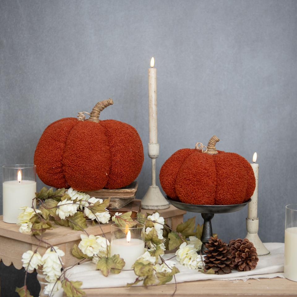 8" DARK ORANGE BOUCLE PUMPKIN