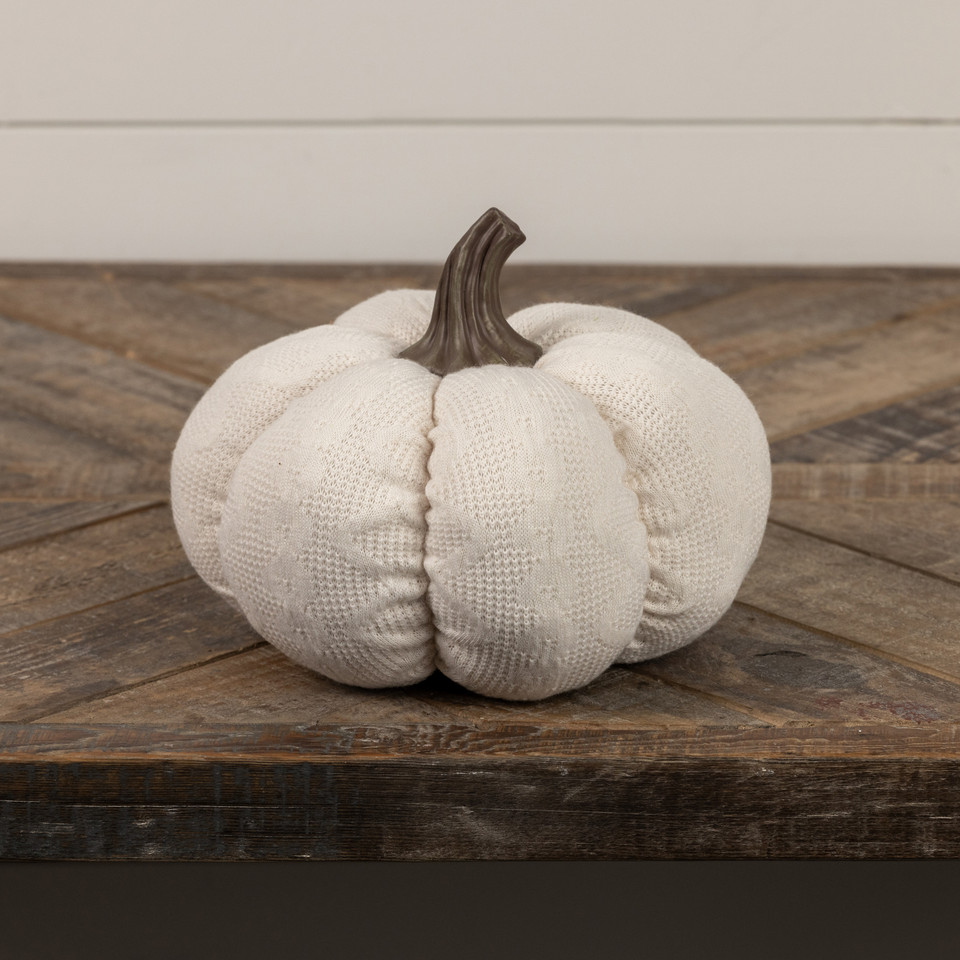 6.5" WHITE DAMASK PUMPKIN