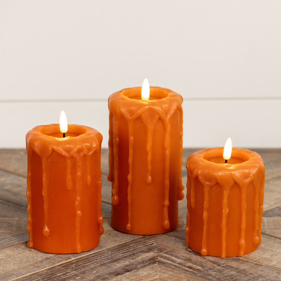 5" ORANGE 3D FLAME PILLAR CANDLE
