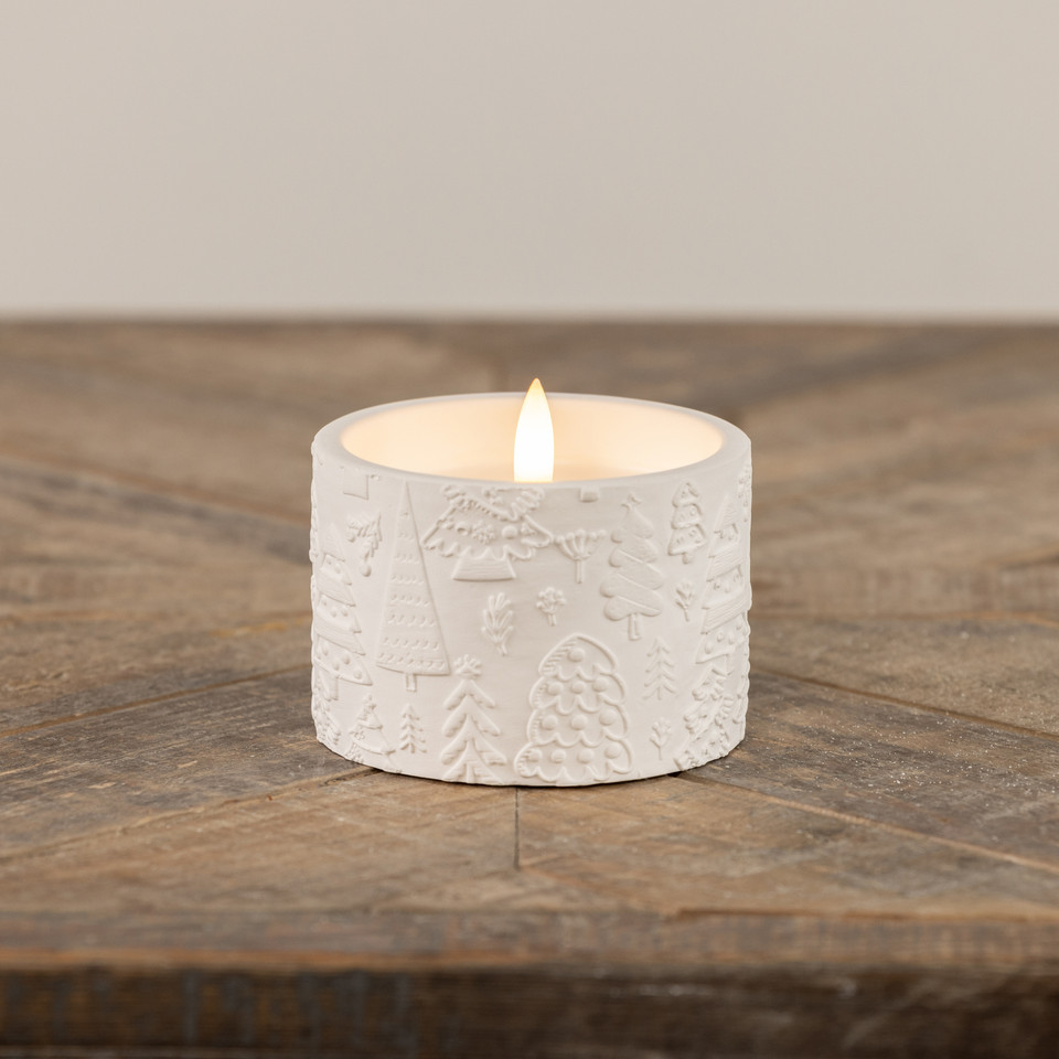 2.5" - 3D FLAME HOLIDAY EMBOSSED CANDLE