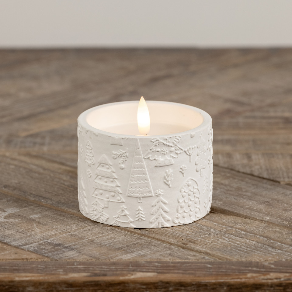 2.5" - 3D FLAME HOLIDAY EMBOSSED CANDLE