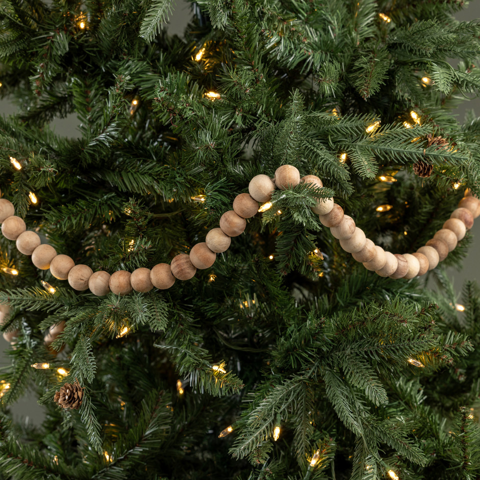 9' LARGE ROUND STAINED WOOD BEAD GARLAND