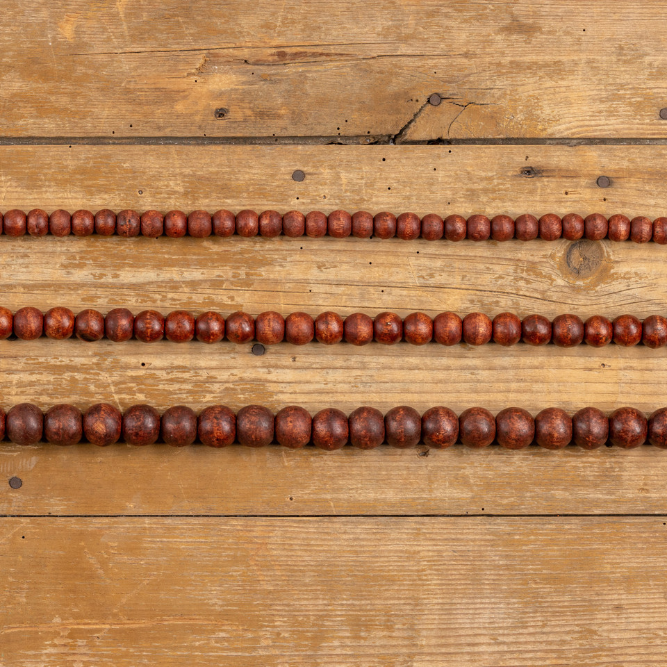9' MEDIUM ROUND DARK STAINED WOOD BEAD GARLAND