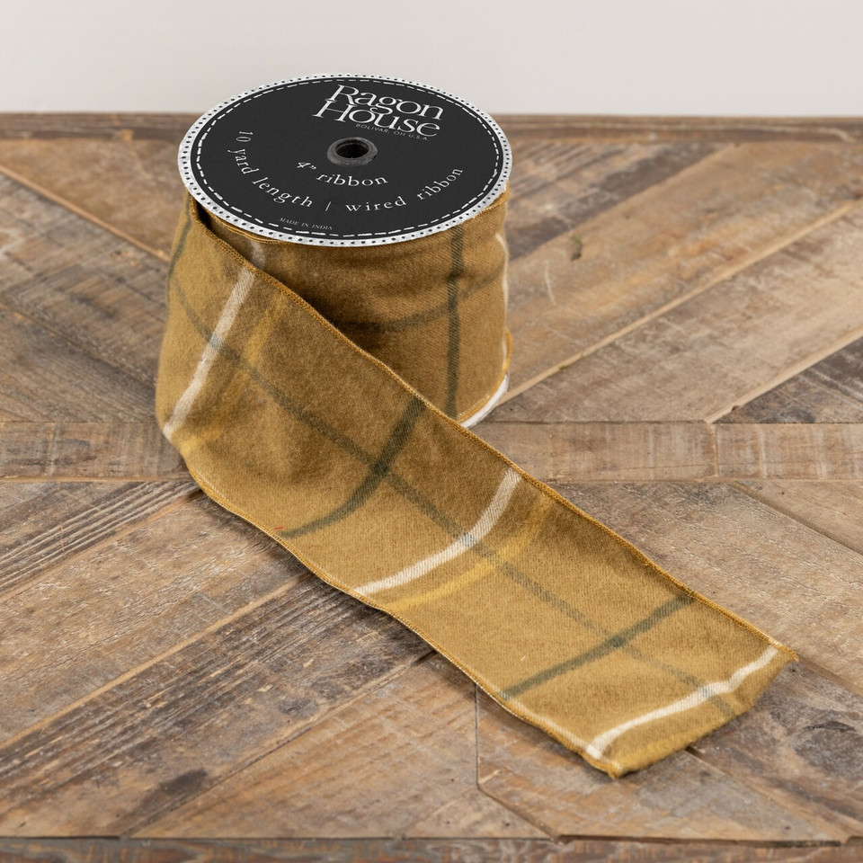 MUSTARD PLAID RIBBON