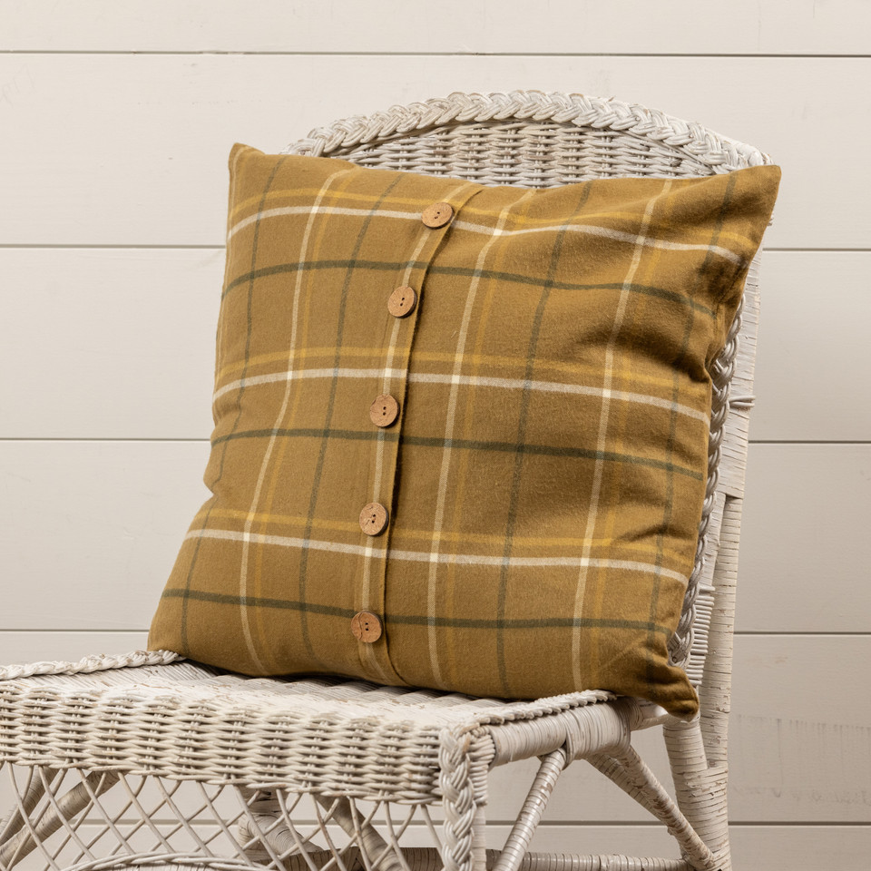 20" MUSTARD PLAID PILLOW