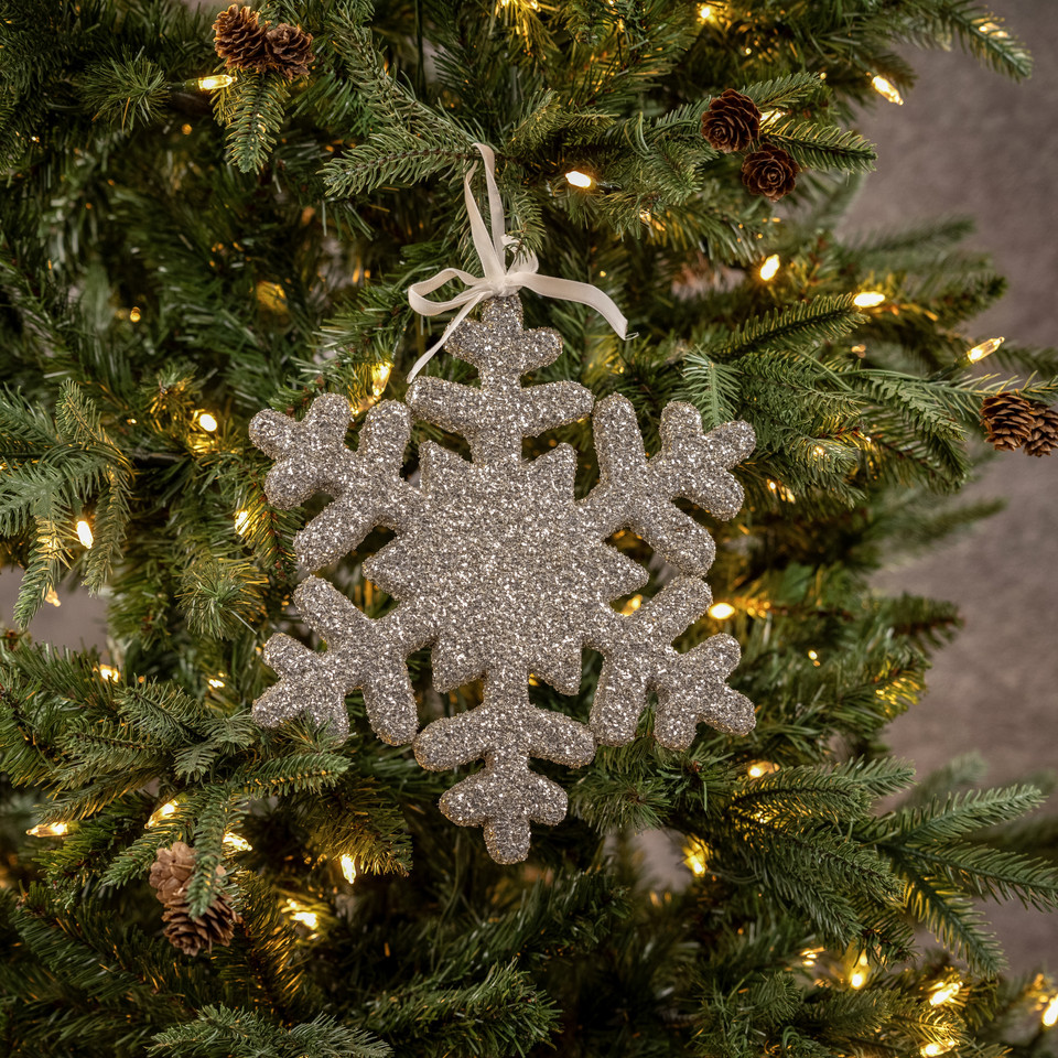 10" SILVER GLITTERED SNOWFLAKE