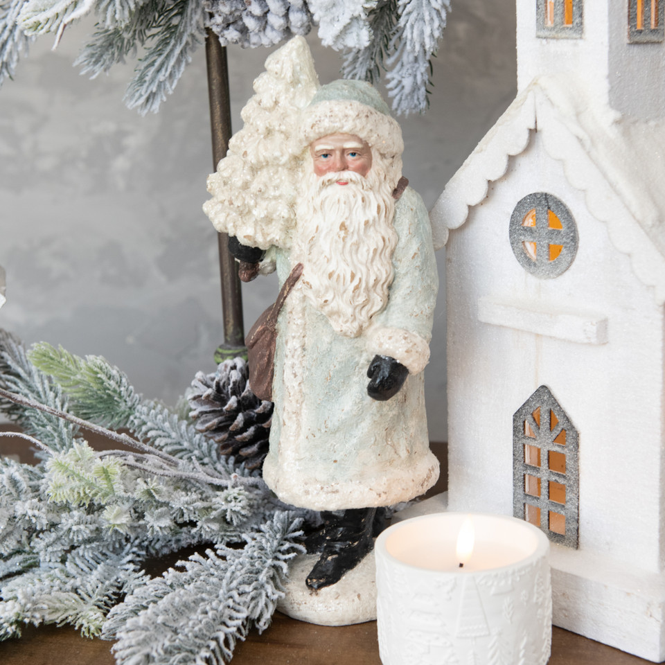 12.5" SANTA IN SILVER W/ TREE