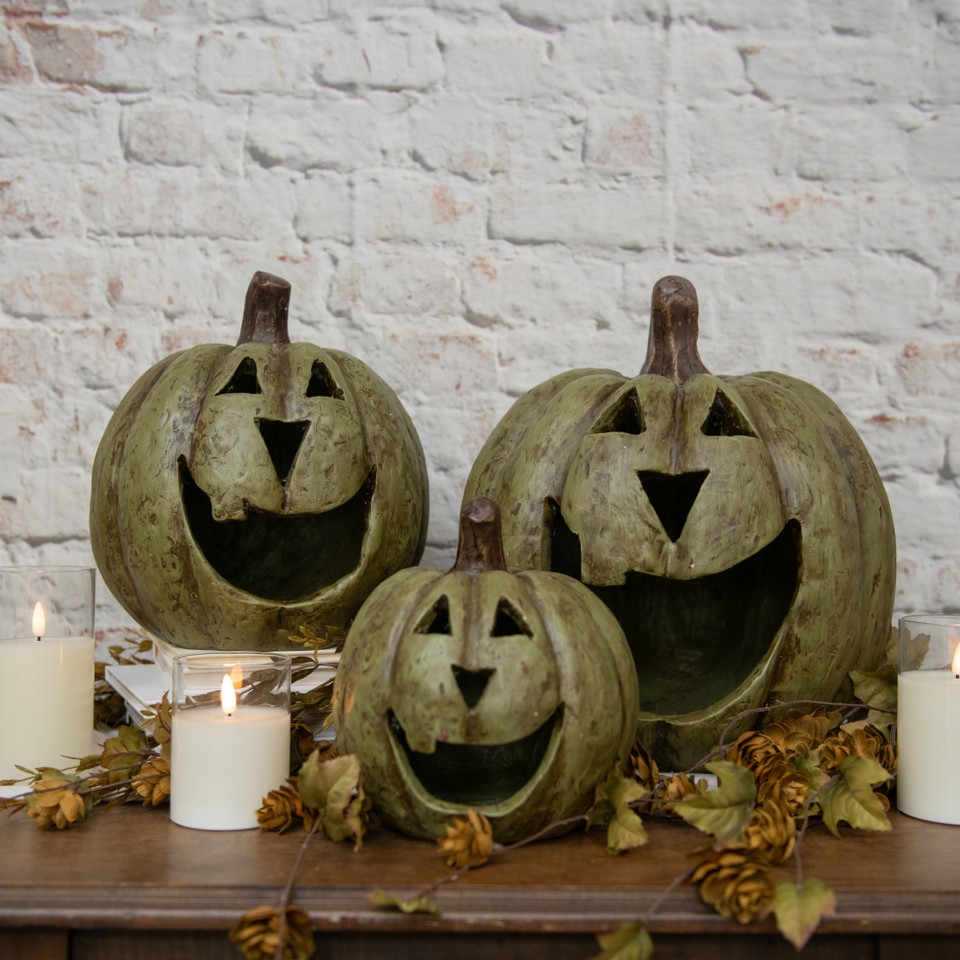 15" OLIVE GREEN BIG MOUTH PUMPKIN