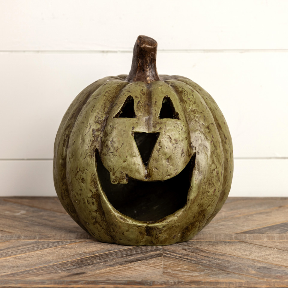 11" OLIVE GREEN BIG MOUTH PUMPKIN