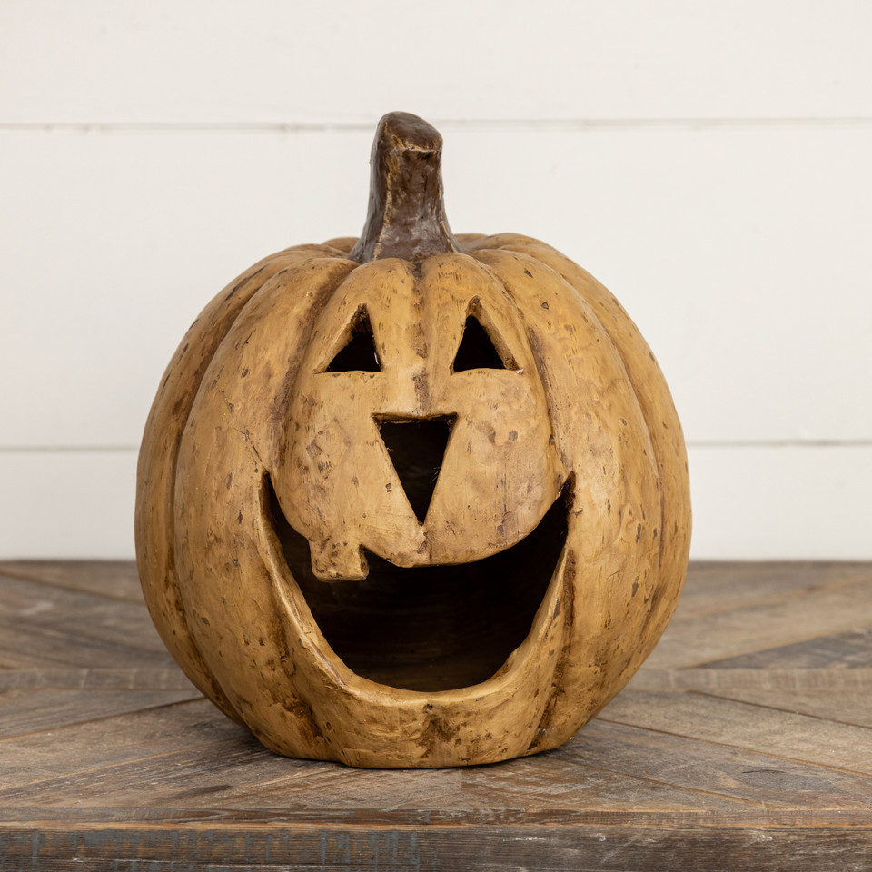 11" BEIGE BIG MOUTH PUMPKIN