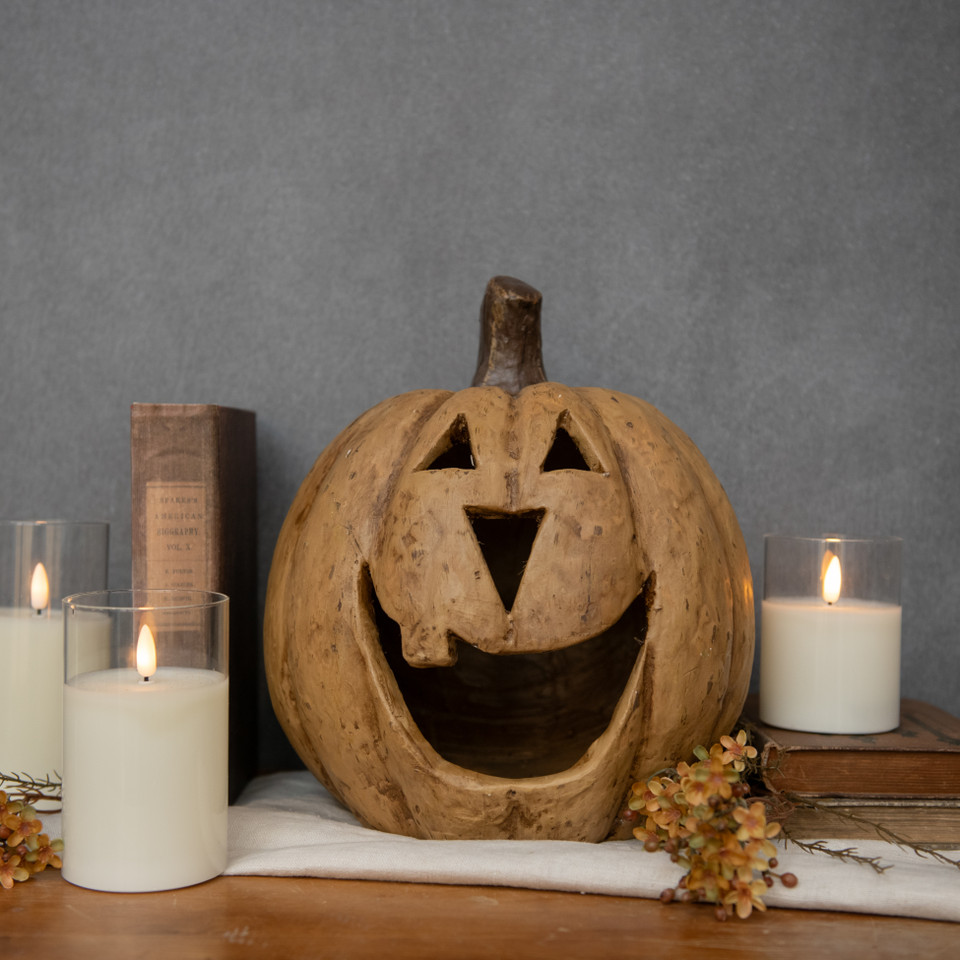11" BEIGE BIG MOUTH PUMPKIN